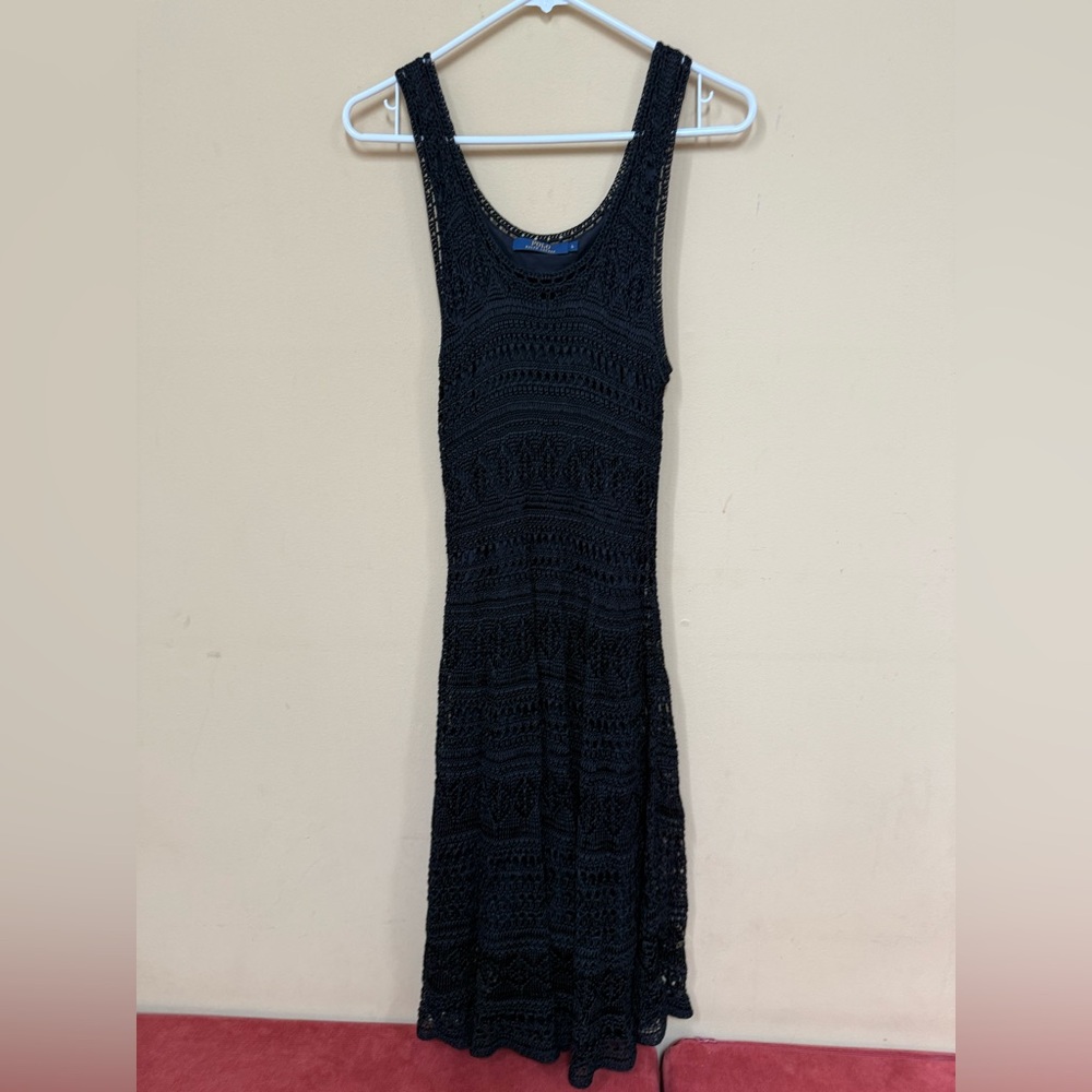 Elegant Black Polo Crochet Dress